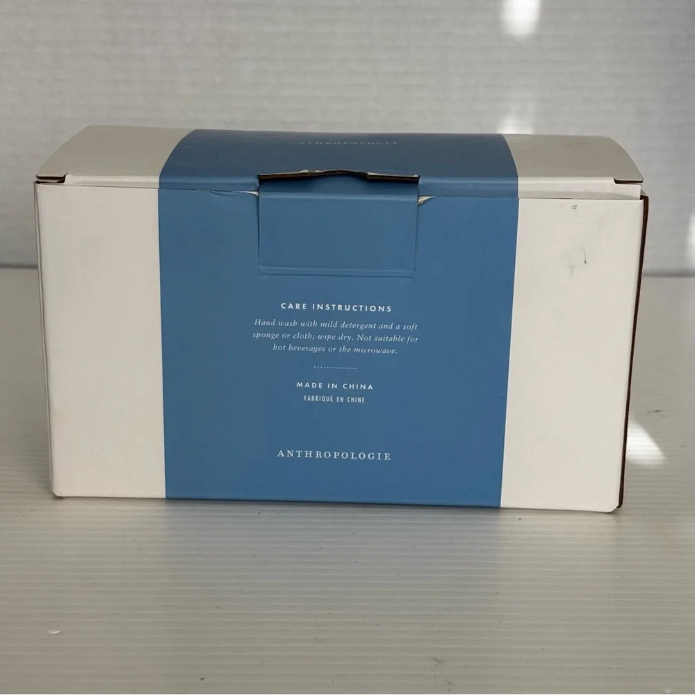 Anthropologie Morgan Stemless Wine Glasses Sky Blue Set of 2 – New in Box